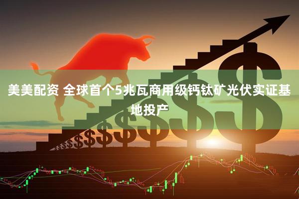 美美配资 全球首个5兆瓦商用级钙钛矿光伏实证基地投产